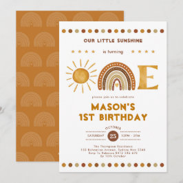 Convites Boho Terracotta Sunshine primeiro aniversario Arco