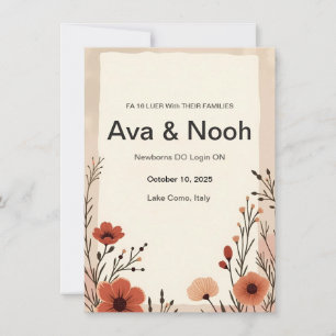 Convites Boho Terracotta Wildflower Invitation