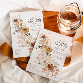 Convites Boho Terracotta Yellow Garden Floral Chá de panela