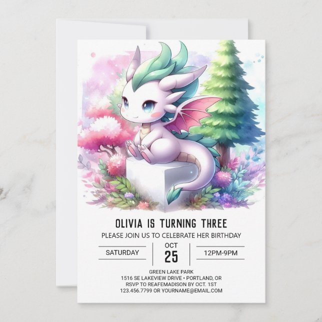 Convites Boho Theme Dragon Birthday (Frente)