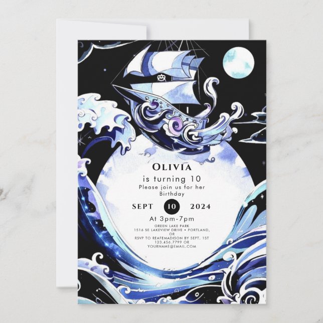 Convites Boho Treasure Hunt Pirate Birthday (Frente)