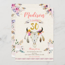 Convites Boho Tribal - aniversário de 30 anos do Crânio