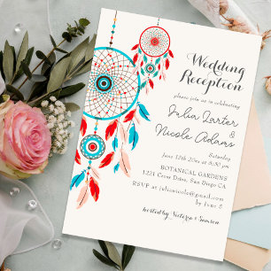 Convites Boho Tribal Pena Dreamcatcher Casamento Recepção