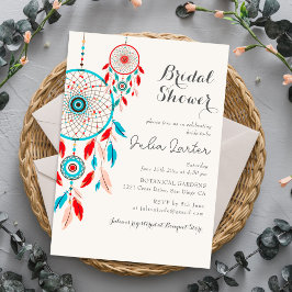 Convites Boho Tribal pena Dreamcatcher Chá de Noiva