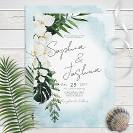 Convites Boho Tropical Aqua Watercolor Casamento