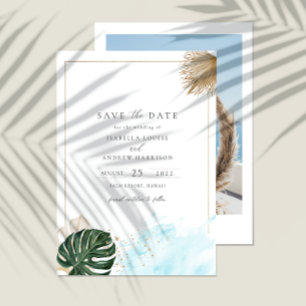 Convites Boho  Tropical Beach Save The Date Photo 