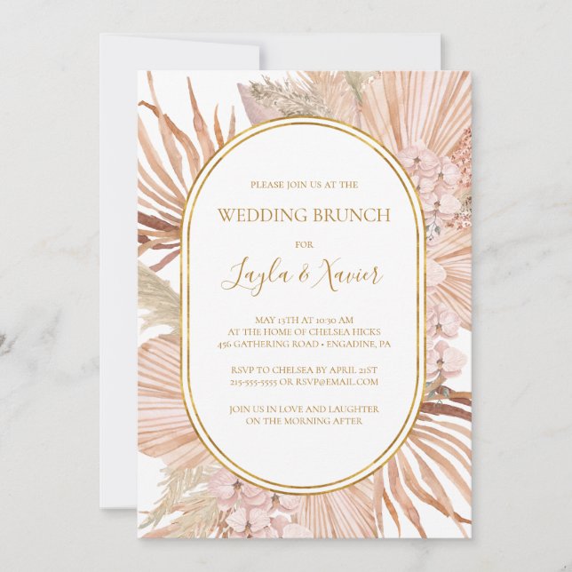 Convites Boho Tropical Botânica | Wedding Brunch (Frente)