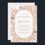 Convites Boho Tropical Botânica | Wedding Brunch<br><div class="desc">Este boho botânico tropical | o convite para o casamento é perfeito para o seu elegante casamento floral rústico, verde, pêssego, rosa dourado. Design apresenta um quadro de ouro ou buquê com a relva pampas rosa-pincel moderna, simples sábio, marfim, folha de palma de champanhe e verde clássico de praia. As...</div>