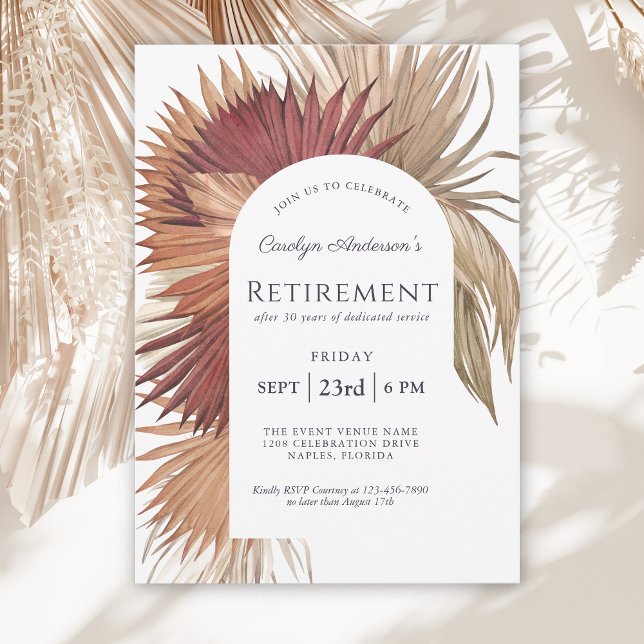 Convites Boho Tropical Fan Palms Retirement Party (Available as printed and paperless digital download!)