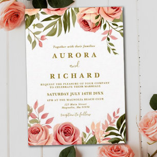 Convites Boho Tropical Floral Autumnal Casamento de Cobre