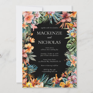 Convites Boho Tropical Floral Black Casation