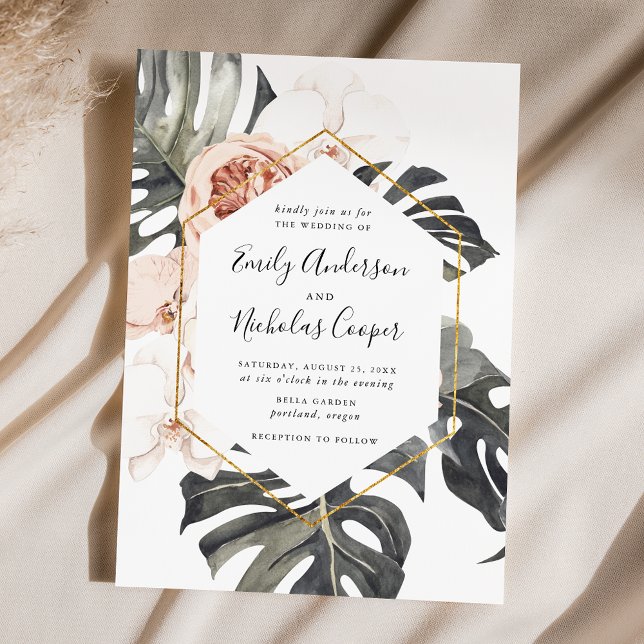 Convites Boho Tropical Floral | Casamento (Criador carregado)