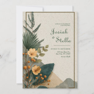 Convites Boho Tropical Folha de Palmeira Terracota Floral C