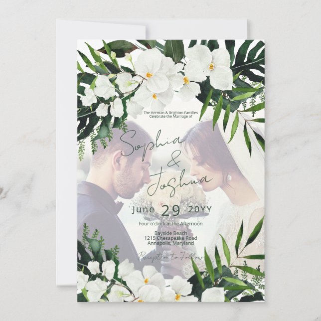 Convites Boho Tropical Greenery Foto Moderna PERSONALIDADE (Frente)