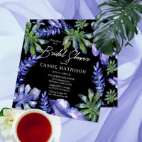 Boho Tropical Leaves Roxo | Chá de panela Verde
