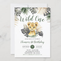 Boho Tropical Lion Cub Boy Um Aniversário