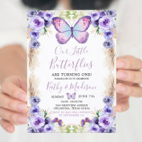 Boho Twin Roxo Butterfly Primeiro Aniversário Flor