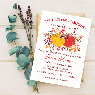 Convites Boho Twins Pequeno Chá de fraldas Pumpkins