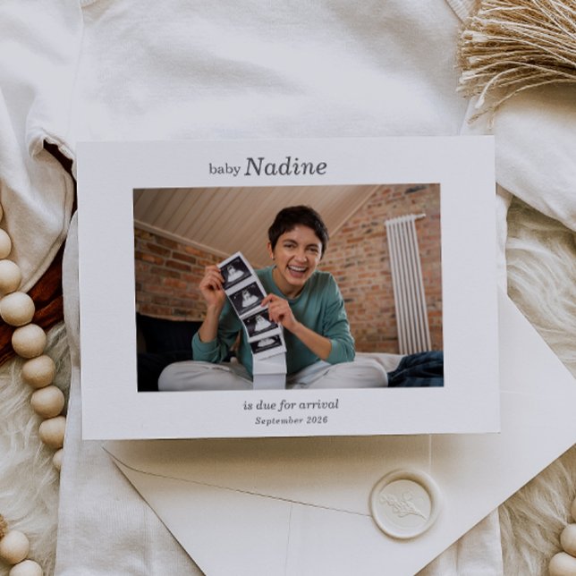 Convites Boho Ultrasound Photo Pregnancy Announcement Card (Criador carregado)