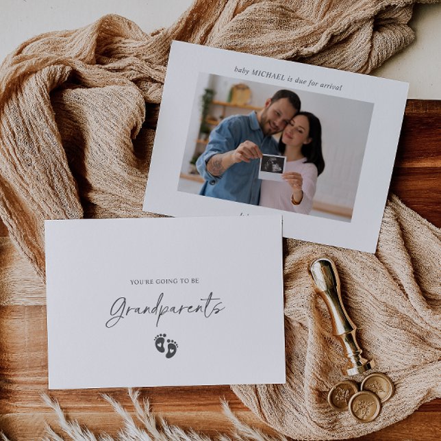 Convites Boho Ultrasound Photo Pregnancy Announcement Card (Criador carregado)