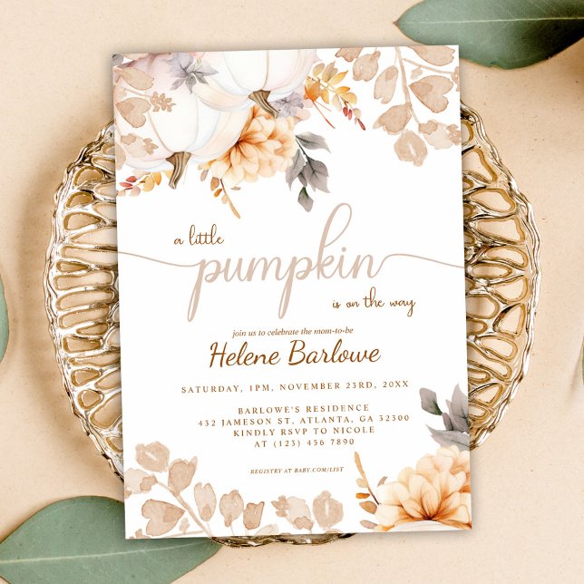 Convites Boho Um Pequeno Chá de fraldas De outono De Abóbor (Boho A Little Pumpkin Fall Autumn Baby Shower Invitation)