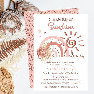 Convites Boho Um Pequeno Raios de Chá de fraldas de Raparig