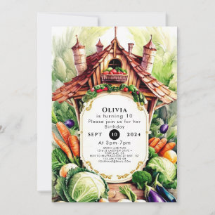 Convites Boho Vegetais Mercado Aniversário