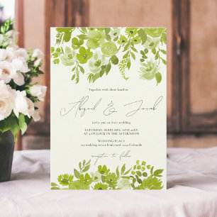 Convites Boho verde limão pintado para o casamento floral