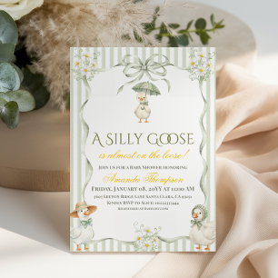 Convites Boho Verde Sage Neutro Festa de Bebê Silly Goose
