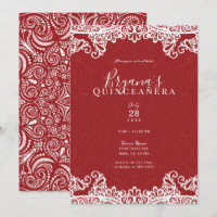 Boho Vermelho Branco Renda Ousado 15 Anos 15 Festa