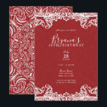 Convites Boho Vermelho e Branco Renda Padrão Ousado Festa D<br><div class="desc">Personalize para qualquer evento</div>