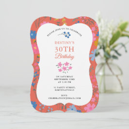 Convites Boho Vermelho Floral Flores Silvestres 30º 40º Ani