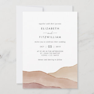 Convites Boho Watercolor Abstrato Casamento Frente e Tras