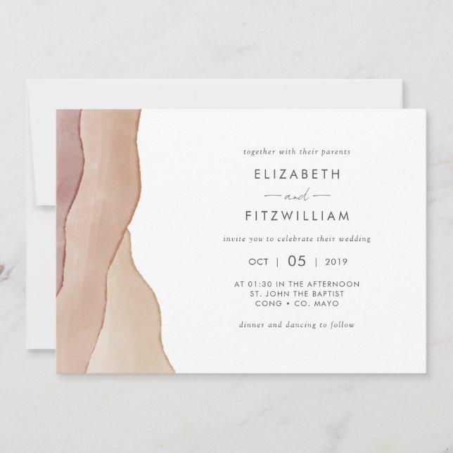 Convites Boho Watercolor Abstrato Wedding (Frente)