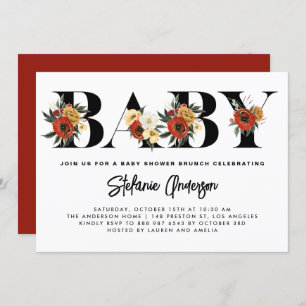 Convites Boho Watercolor Anemone Botanic Fall Baby Brunch