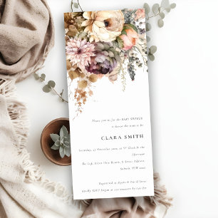 Convites Boho Watercolor Autumn Floral Bunch Chá de fraldas