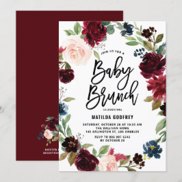 Convites Boho Watercolor Autumn Wreath Chá de fraldas Brunc