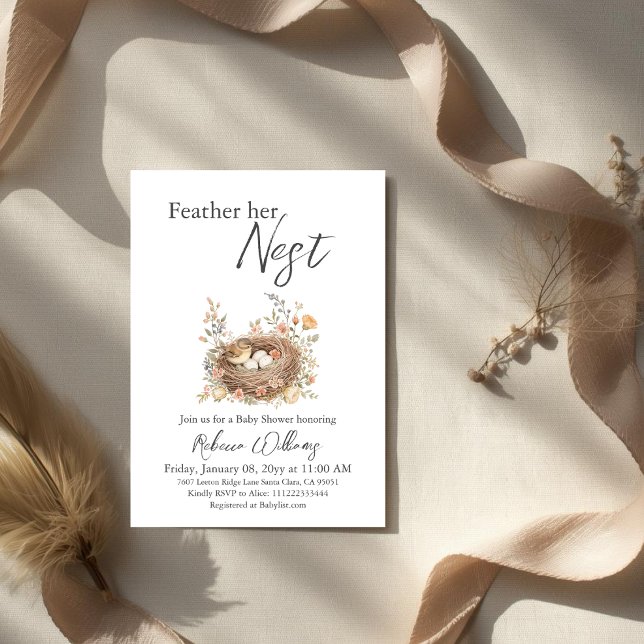 Convites Boho Watercolor Bird Nest Baby Shower (Criador carregado)