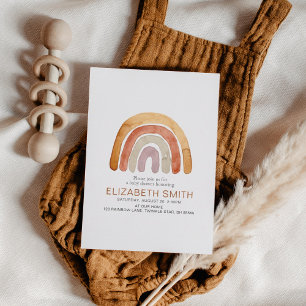 Convites Boho Watercolor Chá de fraldas Arco-Íris
