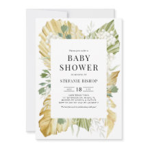 Boho Watercolor Chá de fraldas de Folhas Secas