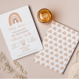 Convites Boho Watercolor Chá de fraldas Rainbow Terracotta