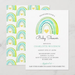 Convites Boho Watercolor - Chá Rainbow Baby Boy 