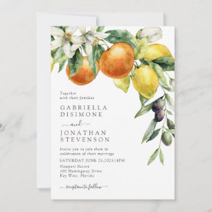 Convites Boho Watercolor Citrus Botanical Weding