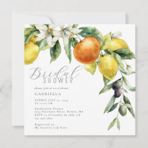 Boho Watercolor Citrus Lemon Orange Chá de panela