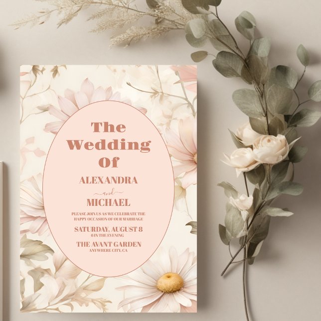 Convites Boho Watercolor Daisy Wedding (Criador carregado)