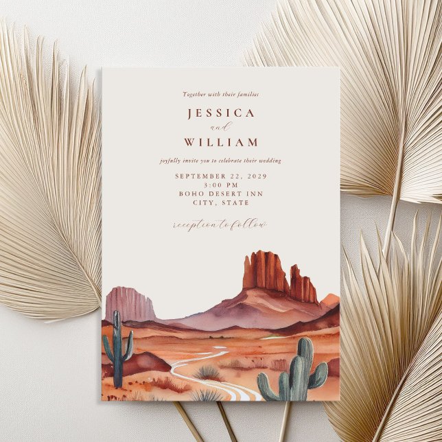 Convites Boho Watercolor Desert Wedding (Criador carregado)