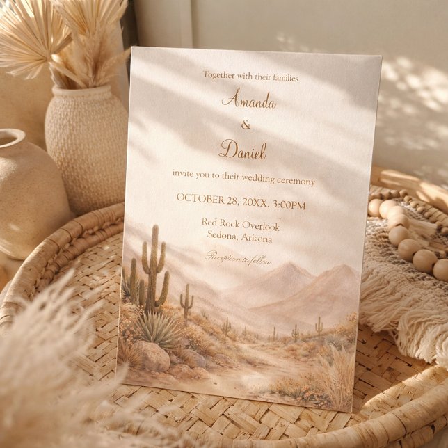 Convites Boho Watercolor Desert Wedding Southwest Cactus (Criador carregado)