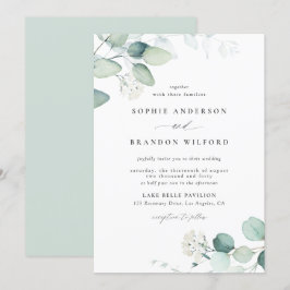 Convites Boho Watercolor Eucalyptus Deixa Casamento Verde