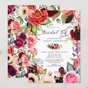 Convites Boho Watercolor Floral Bridal Tea