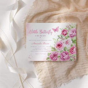 Convites Boho Watercolor Floral Butterfly Chá de fraldas